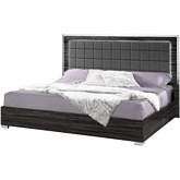 Alice Queen Bed in Gloss Gray Finish & Chrome